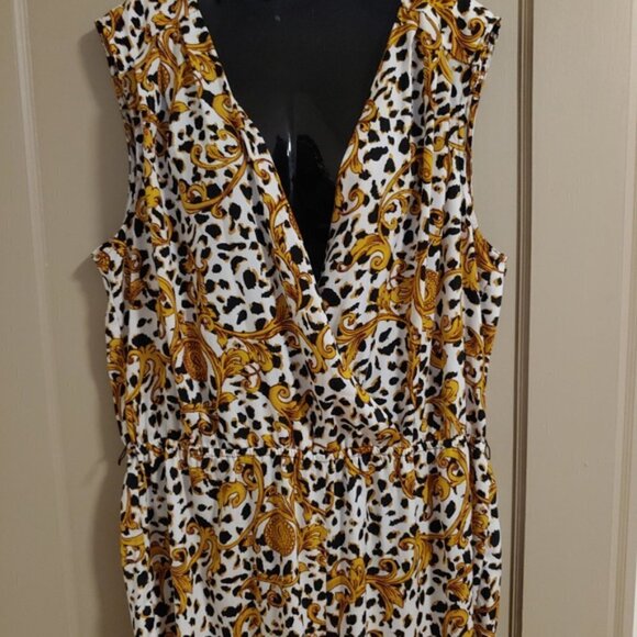 Y2K Vintage Victoria's Secret Jumpsuit Ornate Baroque Wrap Gold Black - Picture 4 of 9